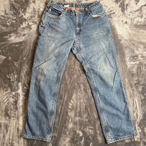 Carhartt Men's Flannel Lined Denim Jeans Straight Leg Medium Wash Fade 12X32
